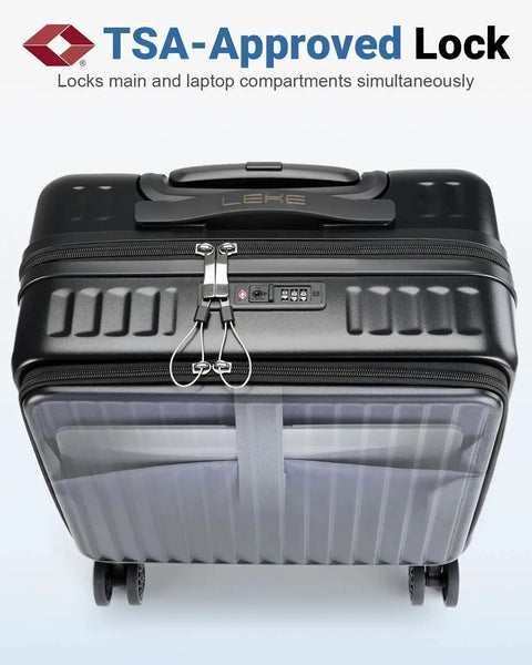 Compact 16 Inch Carry On Luggage With Front Laptop Pocket And TSA Lock With Wheels Airline Approved Hard Shell Suitcase