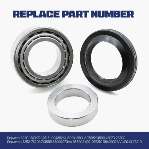 Beefed Up Rear Axle Bearing Kit With Inner Spacer And Differential Seal Kit For Model 20 Dana 44 And Nissan M226 Jeep Wrangler JK 2007 Through 2018 Non Rubicon Replacement 1 Set components displayed