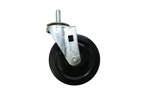Four Inch Soft Rubber Swivel Stem Caster With Half Inch Stem Diameter And Two Hundred Pound Load Capacity Ideal For Furniture Carts And Equipment Black Finish Delivers Smooth Quiet Mobility On Hard Surfaces