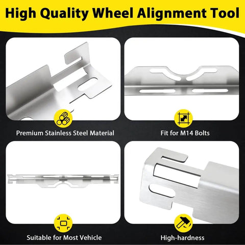 Beefy Pro Grade Heavy Duty Wheel Alignment Tool Plates Two Pieces Stainless Steel with measuring tapes visible