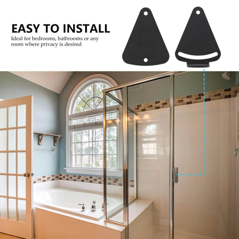 Privacy Barn Door Lock Teardrop Latch Black Carbon Steel for Sliding Barn Doors Pocket Doors Cabin Doors and Shed No Fuss Easy Install for Bedroom and Bathroom shown in a bathroom setting