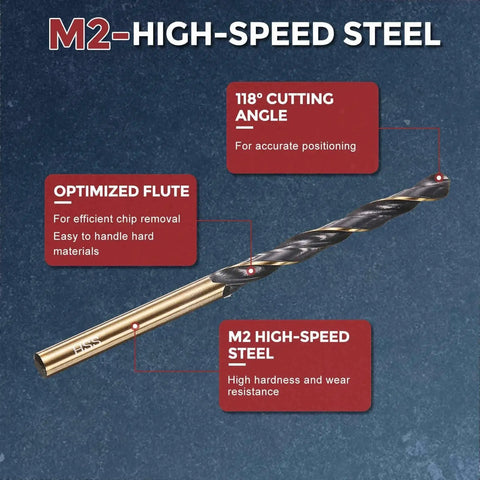 Five Pack 4.2mm Drill Bits M2 High Speed Steel Twist Cutting Tools For Metal Wood Plastic With 135 Degree Split Point