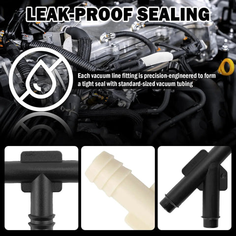 91 Pcs Car Vacuum Line Connectors Kit With 32 Sizes And Heat Resistant Tubing displayed with close-up of connectors.