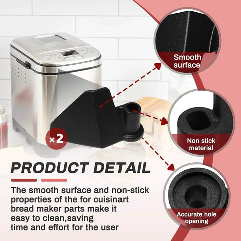 Front view of two CBK-110KP kneading paddles for Cuisinart CBK-110/CBK-110P1 bread maker; non-stick smooth surface