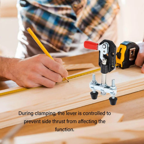 Push Pull Clamp Tool With Quick Toggle, 198 Lbs Clamping Force For Metal Plates And Circuit Boards in use on wood surface