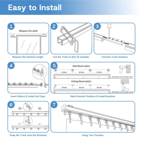 Installation guide for Heavy Duty Ceiling Curtain Track System With Whisper Quiet Glide For Room Dividers Aluminum Alloy Rails