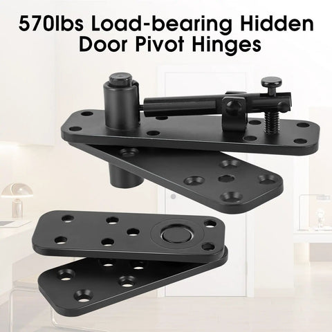 Hidden Pivot Door Hinge Kit Black 360 Degree Swing Hinges Heavy Duty 570 Lbs Load Bearing With Silent Operation For Secret Doors