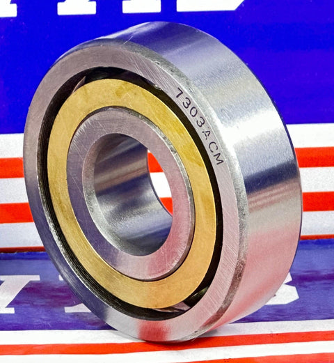 7303ACM Angular Contact bearing Bronze Cage 17x47x14 - VXB Ball Bearings