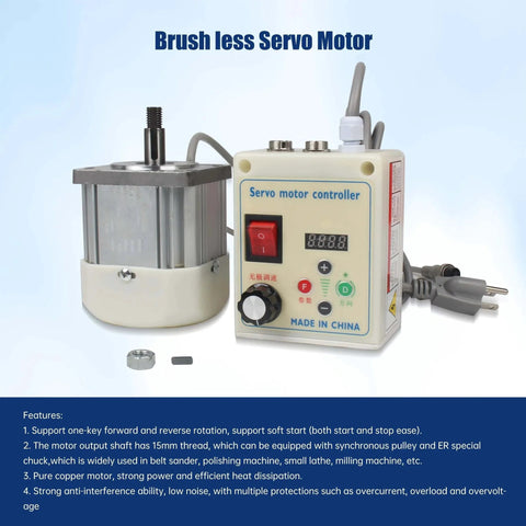 750W Permanent Magnet Brushless Servo Motor Max Speed 6500rpm/min with Servo Motor Speed Controller for Woodworking