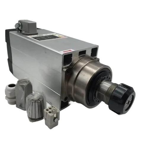 High Power 380V 7.5KW 10HP Air Cooled Square Spindle Motor With Four Bearings And 7.5KW VFD Inverter ER32 Chuck Kit