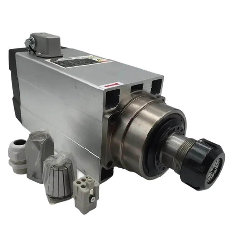 Beefy 7.5KW 10HP 220V CNC Spindle Motor Kit with Air Cooling, Square Shaft, Four Bearings, VFD Inverter, and ER32 Chuck