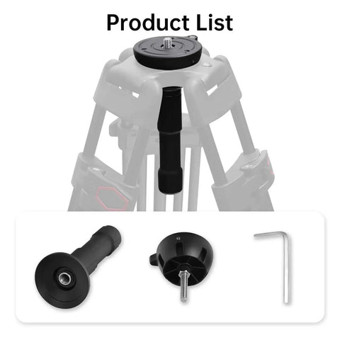 75mm Bowl Adapter With Half Ball Mount For Tripod Fluid Head Conversion, showing components including screws and wrench