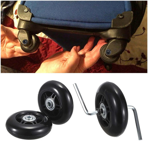 75mm x 23mm Luggage Wheels Replacements Set of 2 Mute Suitcase Replacement Wheels with Black Screws Axles Bearings