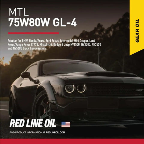 Car with 75W80 GL-4 gear oil ad, highlighting compatibility for various vehicles, featuring SAE 75W80 API GL4 Manual Transmission And Transaxle Gear Oil MTL For Quick Shifts, Gear Protection, And Longer Synchro Life, Suitable For GL1 GL3 And GL4 Applications, 1 Quart Bottle.