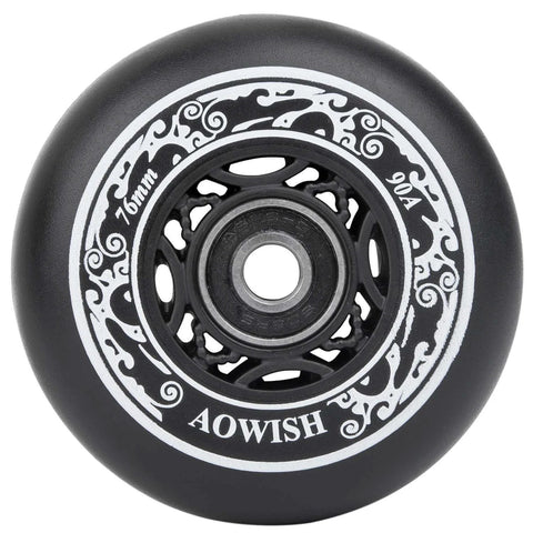 76mm 90a Ripsurf Wheels w/Bearings ABEC-9 for DLX Caster Board, Deluxe Junior Skateboard wheel design, close-up view.