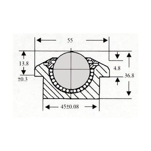 770 lbs Heavy Duty Machined Steel 45mm Drop-in Ball Transfer Unit
