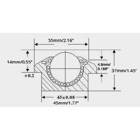 770 lbs Heavy Duty Machined Steel 45mm Drop-in Ball Transfer Unit