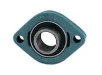 Front view of 3/4 in (19.05 mm) Narrow Inner-Ring Set-Screw 2-Bolt Flange Bearing BLCTE204-12 with malleable iron housing, sealed ball insert.