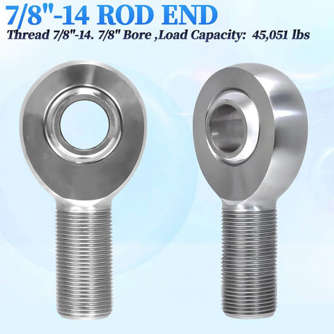 7/8-14 Heim joint rod end kit economy with jam nuts, C1045 steel, zinc finish, 7/8 shaft, 3/4 head, for steering and suspension