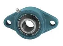 UCFT207-22 1-3/8 in Wide Set Screw 2-Bolt Flange, Cast Iron Housing with Stainless Steel Insert, Single Sealed Ball Bearing front view
