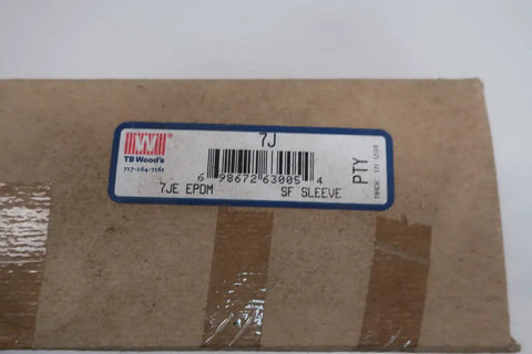 Box label for 7J 7JE EPDM Sleeve For TB Woods Couplings Industrial Power Transmission Replacement Part Durable Rubber Sleeve For 7J And 7JE Hubs Fits Synchronous Drives Machinery Maintenance Item.