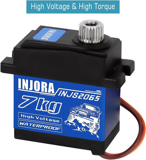 7KG Servo INJS2065 with Mount and Servo Horn for TRX4M TRX4MT, high torque waterproof servo with label and wiring