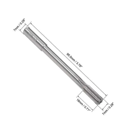7mm Chucking Reamer Workhorse With HSS Cobalt M35 For Lathe Machine Reaming D4 6 Straight Flutes, dimensions labeled