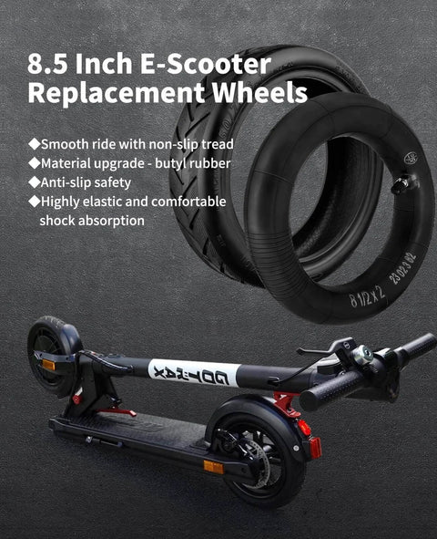 8.5 Tire Tube 50/75-6.1 Scooter Tire Replacement for Gorax with black inner tube and electric scooter in background