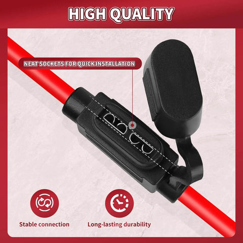12V Inline Fuse Holder Kit 8 AWG Waterproof Blade Fuse Holder 11.8 Inch with red cable and protective cover