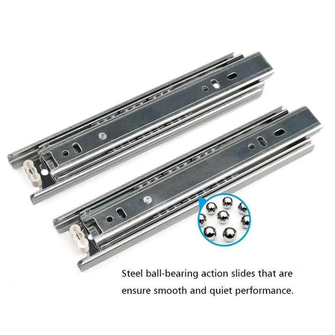 Drawer Slides, URBEST 8 Inch Full Extension 3 Section Ball Bearing Side Mounted Drawer Slider for Cabinet Kitchen, steel ball-bearing pair
