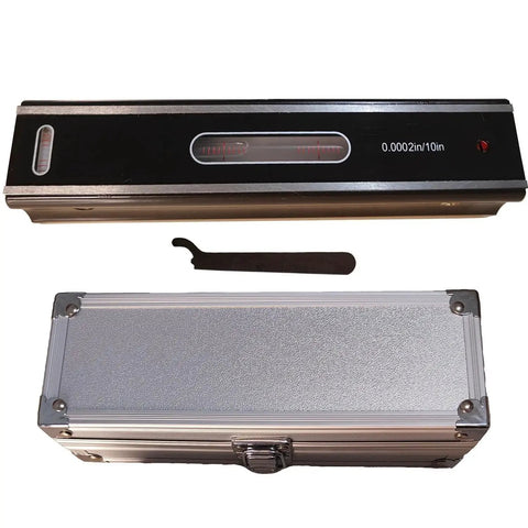 8 Inch Master Precision Box Level Pro Grade Carbon Steel Tool With 0.0002 Inch Per 10 Inch Accuracy shown with carrying case