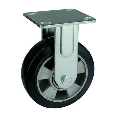 8" Inch Heavy Duty Caster Wheel 661 pounds Fixed Aluminum core and Rubber Top Plate - VXB Ball Bearings