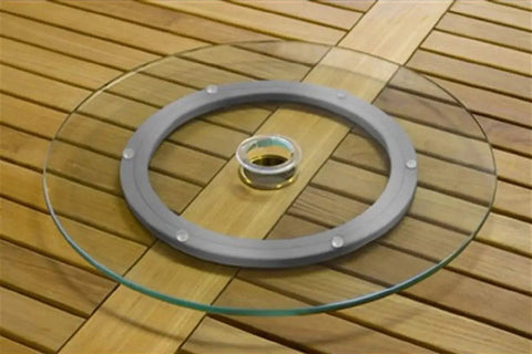 8 Inch Lazy Susan Base Only For Glass, Granite, Or Wood Tables, Heavy Duty Aluminum Alloy Rotating Turntable Bearing on wooden surface