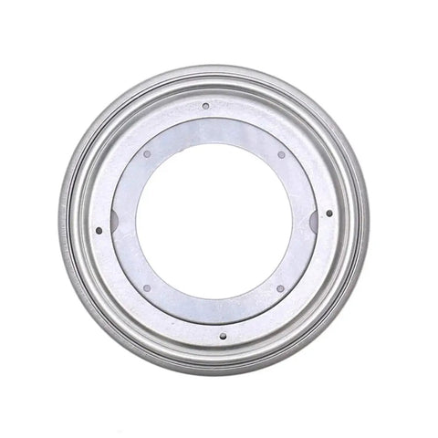 Top view of 8 Inch Lazy Susan Turntable Bearing with five sixteenth inch thick ball bearing for quiet smooth rotation.