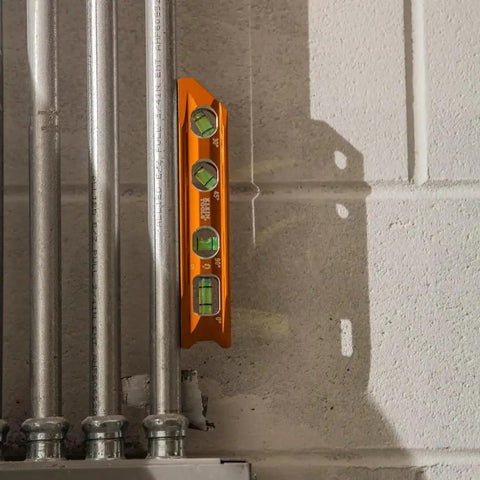 8 Inch Billet Magnetic Torpedo Level With V Groove For Precise 0 30 45 90 Degree Readings Tapered Nose High Visibility Orange Body