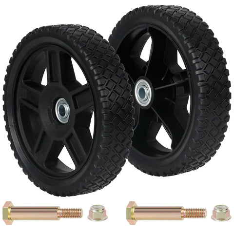 8 Inch Lawn Mower Wheels 2 Pack with Bolts and Lock Nuts, Push Mower Replacement Wheels for Lawn Mowers, Generators, Garden Tillers