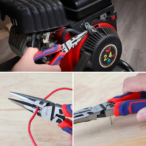 Premium 8 Inch Needle Nose Pliers With Wire Cutter, Long Nose Cutting Pliers For Tight Spaces, Heavy Duty CRV Steel Construction