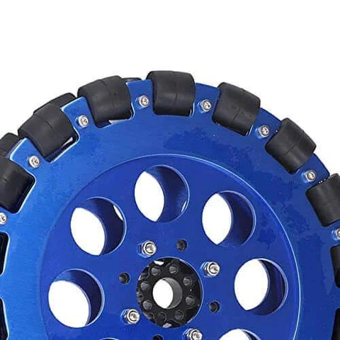 Close-up of 8 Inch Omni Wheel Omnidirectional Aluminium Alloy Hub Component, 203mm Smart Robot Omni Directional Wheel with Silicone Rollers