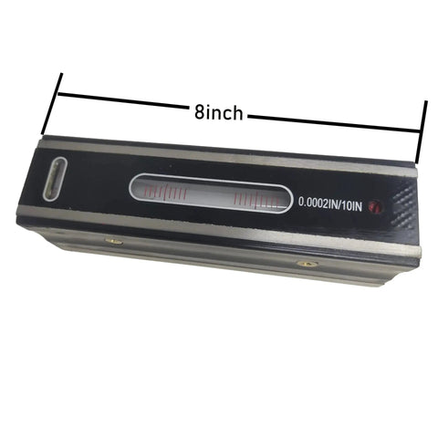 8 Inch Master Precision Box Level Pro Grade Carbon Steel Tool With 0.0002 Inch Per 10 Inch Accuracy, Large Bubble Vial And Cross Test