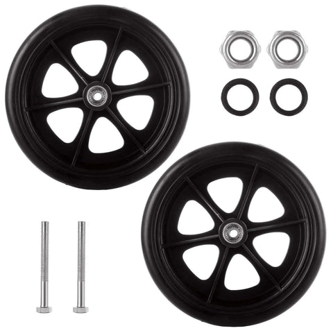 2Pcs 8 Inch Walker Wheels Replacement, Wheelchair Front Wheels, Rubber Rollator Wheel Replacement Durable and Quiet Wheelchair Replacement