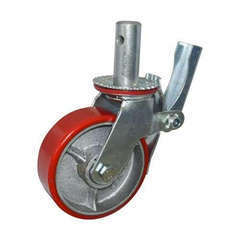 8" Inch Scaffold Caster Wheel 551 pounds Swivel and Upper Brake Polyurethane rim and and PU - VXB Ball Bearings