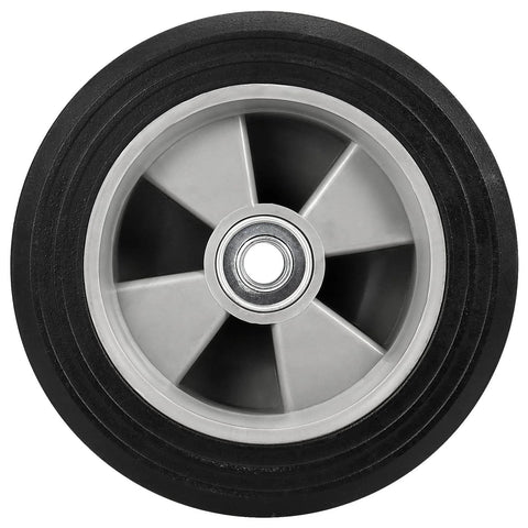 Close-up of 2 pack 8 inch solid rubber replacement wheels, flat free hand truck tires with 5/8" axle, hand truck replacement wheels for cart