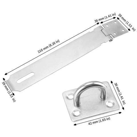 2 Pack 8 Inch Heavy Duty Door Hasp Latch Stainless Steel Padlock Hasp Lock With Screws Durable Hasp Clasp For Fence Gate Door Window Cabinets Silver Ideal For Home Or Industrial Security Corrosion Resistant Easy Installation