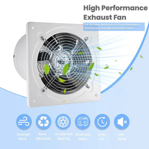 Beefy 8 Inch Exhaust Fan 735 CFM Wall Mounted Ventilation Blower For Ceiling Bathroom Attic Window Basement Use 110V 80W