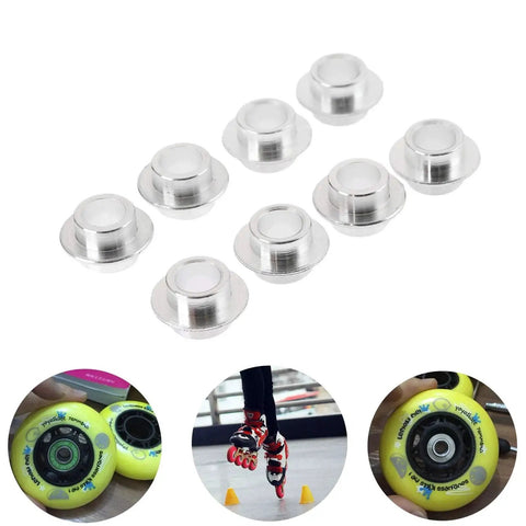 8-Pack Inline Skate Bearing Spacers For 8mm Axles Aluminum Wheel Center Spacers For Men And Women Outdoor Skating Durable Replacement Bushings For Smooth Rolling