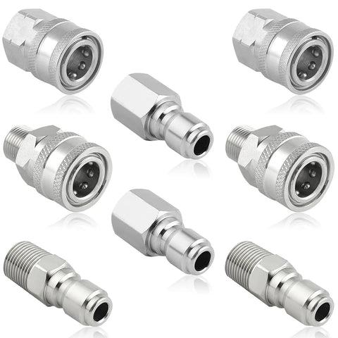 Wayona 8-piece stainless steel 3/8 inch quick-connect hose fittings set for pressure washers