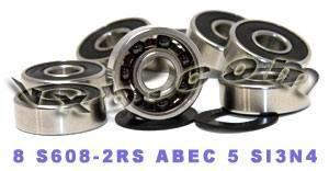 8 Skateboard Stainless Steel Ceramic Bearing Si3N4 Sealed ABEC-5 Bearings - VXB Ball Bearings