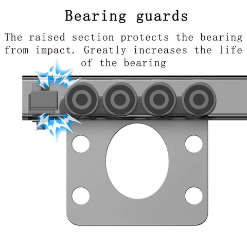 Diagram showing 8 Wheel Trolley Assembly Rollers with Sealed Bearings for 1-5/8 Inch Strut Channel and bearing guards.