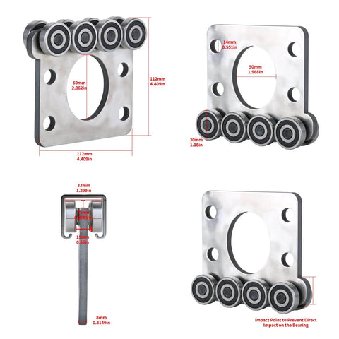 8 Wheel Trolley Assembly Rollers with Sealed Bearings for 1-5/8 Inch Strut Channel, Heavy Duty Q235 Steel Hoist Trolley Set