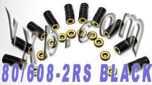 80 608-2RS Black Skateboard/Inline Skate/Rollerblade/Hockey Bearings - VXB Ball Bearings